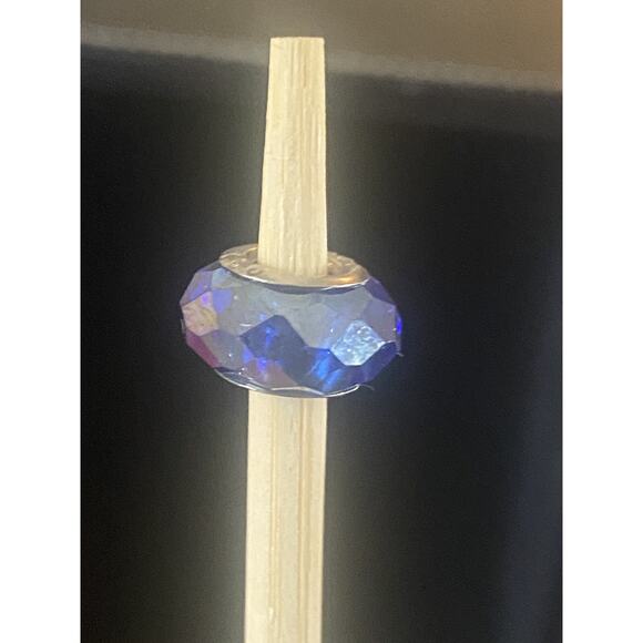 Faceted Royal Blue Bead .925 Sterling Silver - Picture 3 of 6